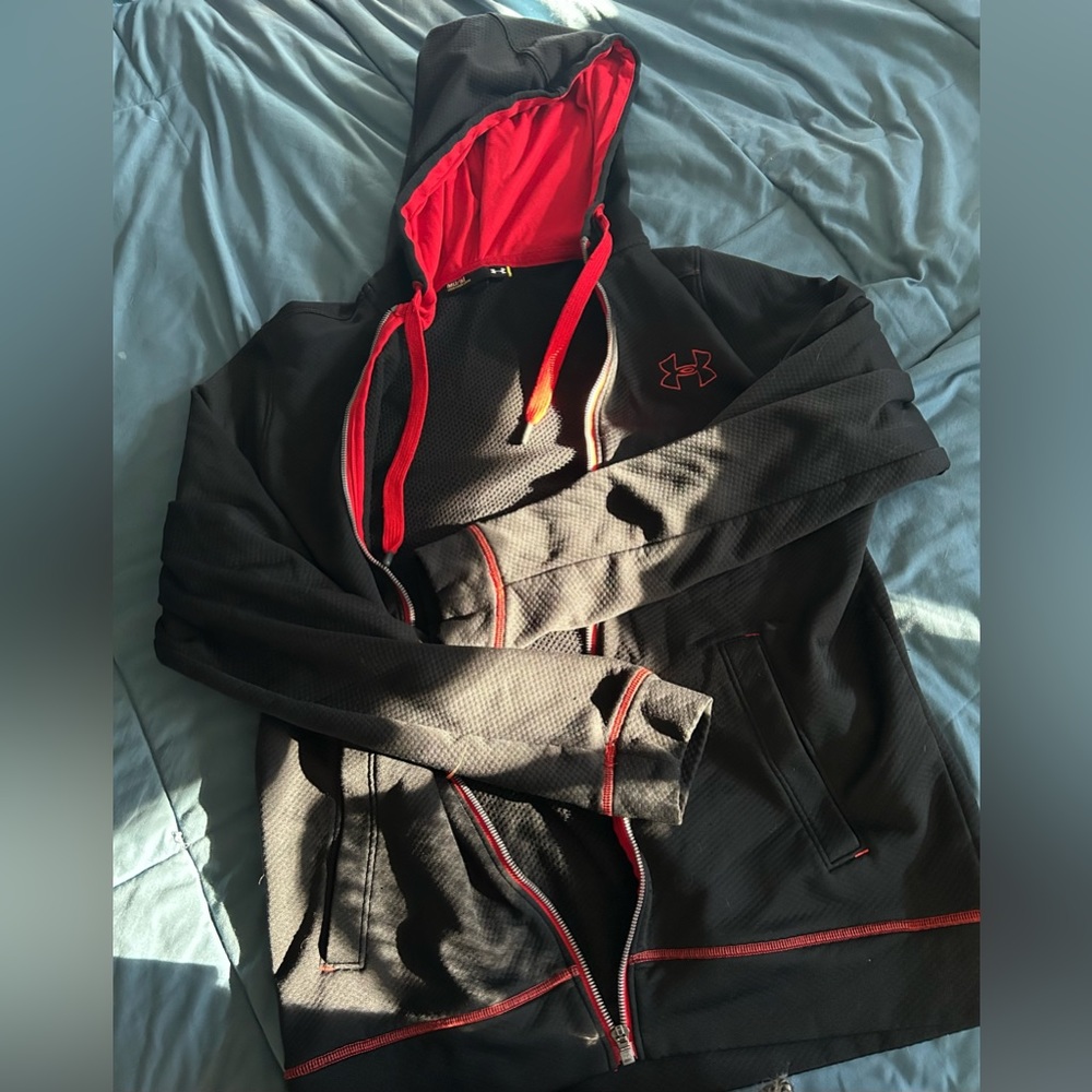 Under armor black and red zip up